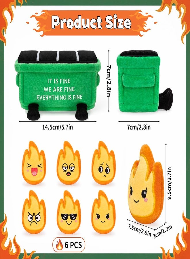 Dalycro Emotional Dumpster Plush - Funny Dumpster Desk Accessories with 6 Fire Plushies, Cute Stuffed Doll Gift for Women Coworkers Office Decor (Green) - Image 2